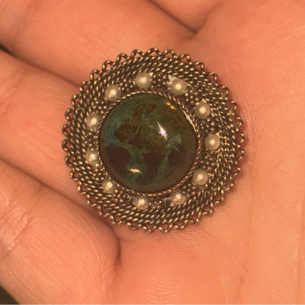 Sterling Eilat Stone VTG Brooch/Pendant - Picture 8 of 15